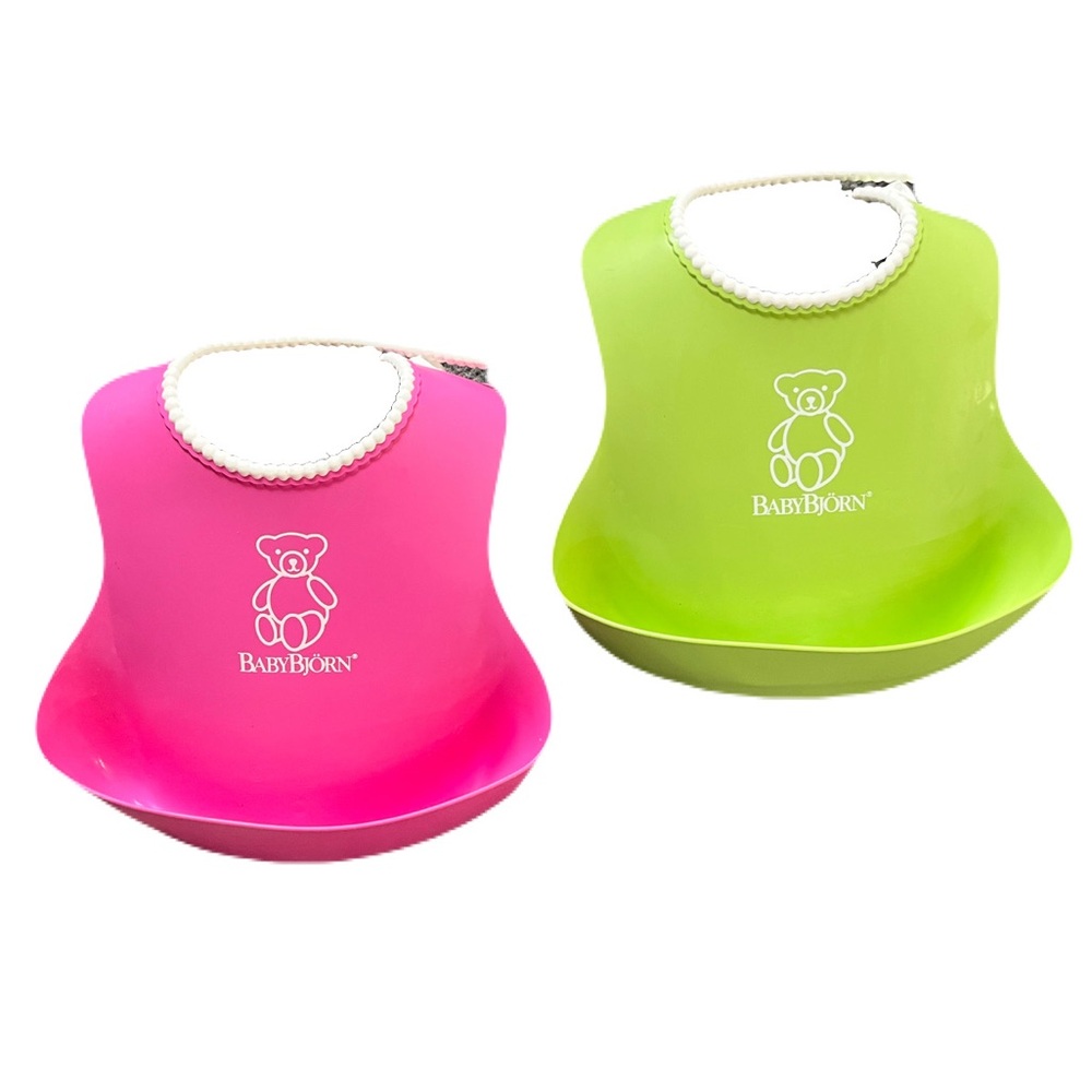 Baby Bjorn Pink and Green Soft Bib Set of 2